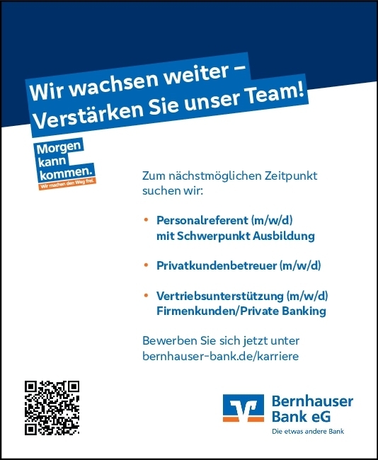 Bernhauser Bank eG; 3 Stellen