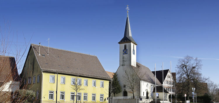 Rathaus  und Kirche Jesingen