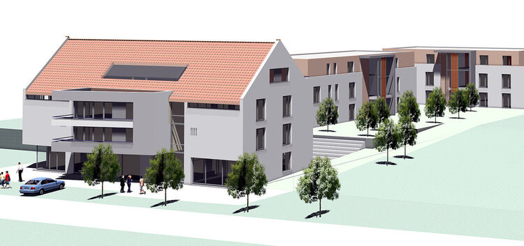 So soll das neue Quartier mit drei Gebäuden an der Kirchheimer Straße 27 - 31 aussehen.Skizze: Wohnbau Birkenmaier