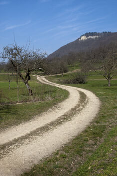 Viele Streuobstwiesen werden über den Feldweg „Hinter Bergen“ von den Besitzern angefahren. Der Verbindungsweg zwischen Unterlen