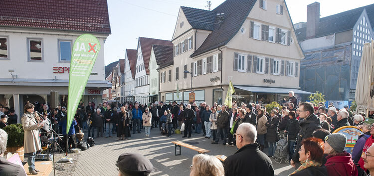 Bei einer Kundgebung vor dem Kirchheimer Rathaus warnte die grüne Landtagsvizepräsidentin, Brigitte Lösch, am Samstag vor S 21,