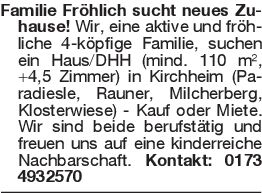Familie Fröhlich sucht ne