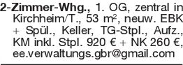 2-Zimmer-Whg., 1. OG, zen