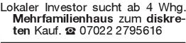 Lokaler Investor sucht ab