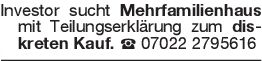 Investor sucht Mehrfamili
