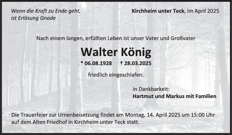 Trauer Walter König