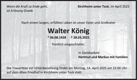 Trauer Walter König