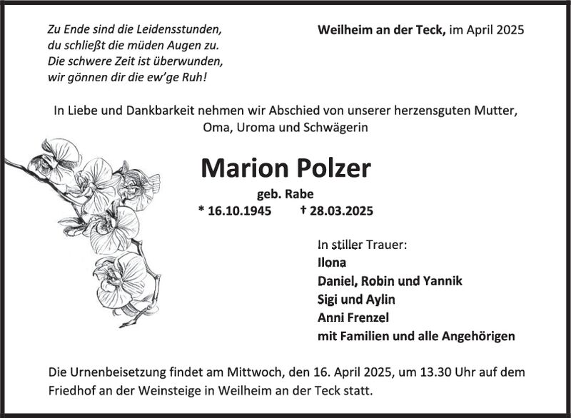 Trauer Marion Polzer