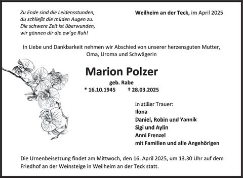 Trauer Marion Polzer