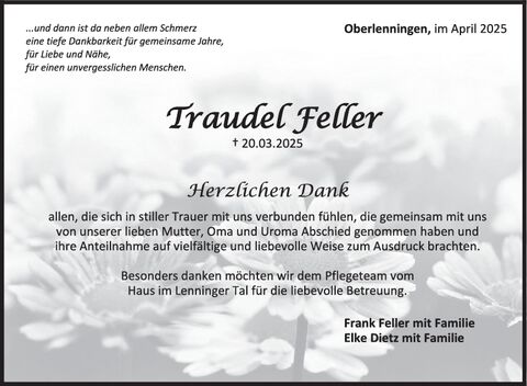 Danksagung Traudel Feller