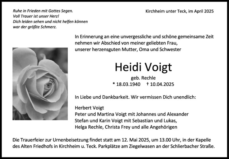 Trauer Heidi Voigt