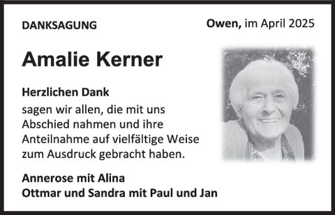 Danksagung Amalie Kerner