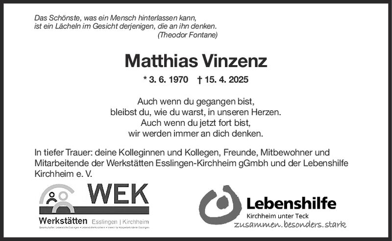 Nachruf Matthias Vinzenz