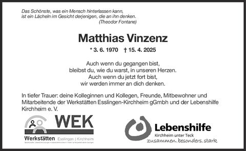 Nachruf Matthias Vinzenz