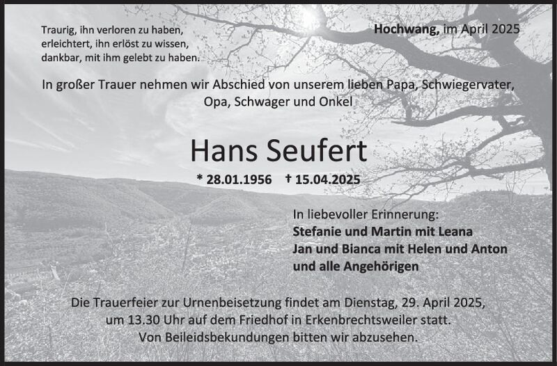 Trauer Hans Seufert