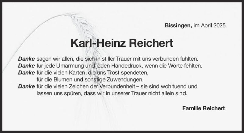 Danksagung Karl-Heinz Reichert