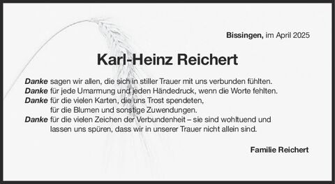 Danksagung Karl-Heinz Reichert