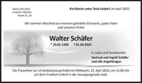 Trauer Walter Schäfer