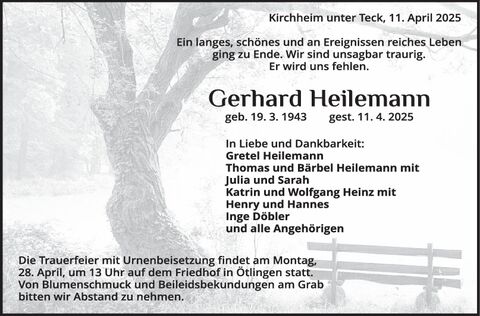 Trauer Gerhard Heilemann Trauer Gerhard Heilemann