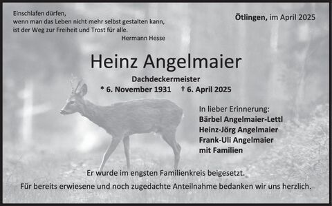 Trauer Heinz Angelmaier