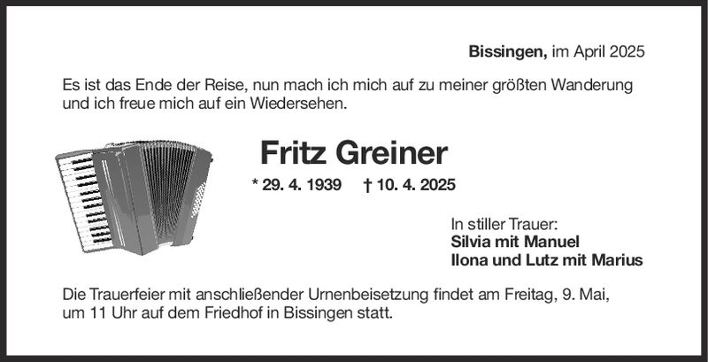 Trauer Fritz Greiner