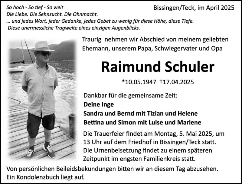 Trauer Raimund Schuler