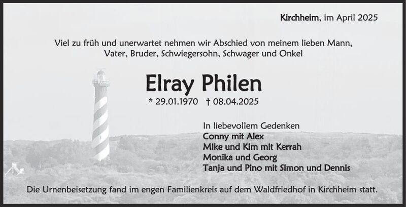 Trauer Elray Philen