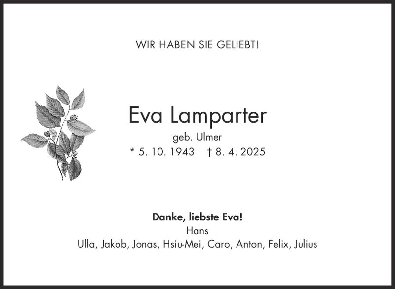Trauer Eva Lamparter