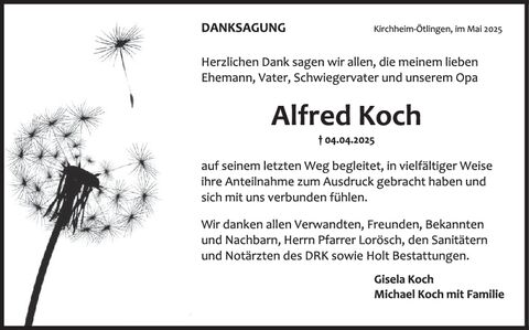 Danksagung Alfred Koch