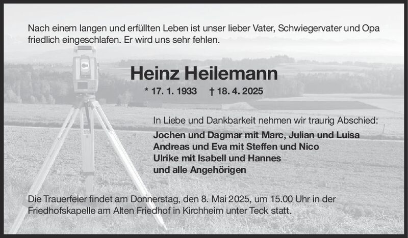 Trauer Heinz Heilemann