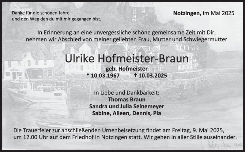 Trauer Ulrike Hofmeister-Braun