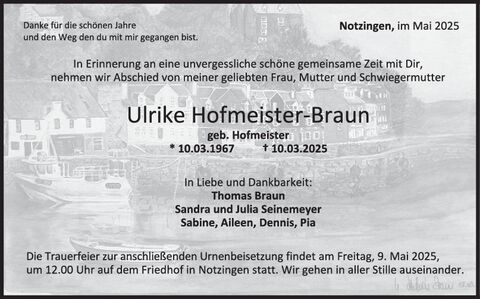 Trauer Ulrike Hofmeister-Braun