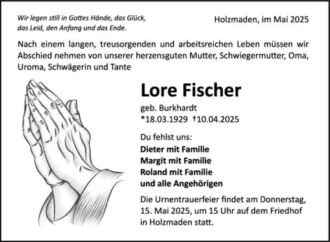 Trauer Lore Fischer