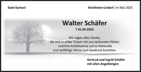Danksagung Walter Schäfer