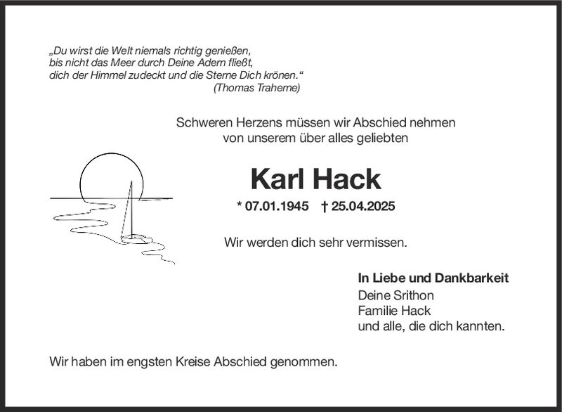 Trauer Karl Hack