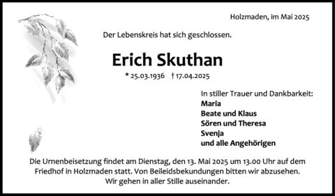 Trauer Erich Skuthan