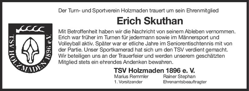 Nachruf Erich Skuthan