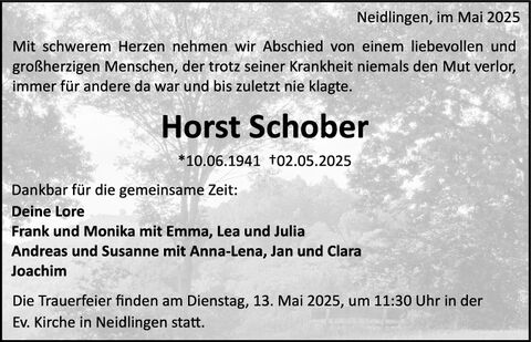 Trauer Horst Schober