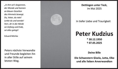 Trauer Peter Kudzius