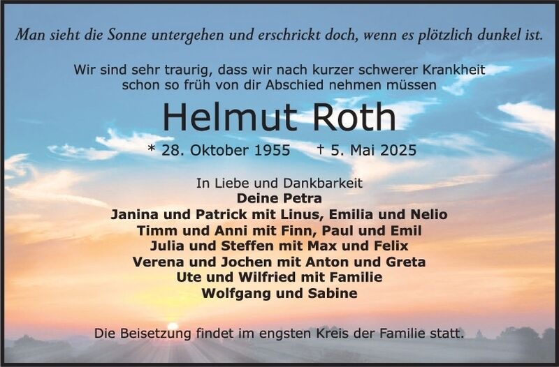 Trauer Helmut Roth
