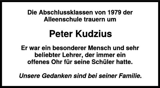 Nachruf Peter Kudzius