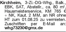 Kirchheim, 3-Zi.-DG-Whg.,