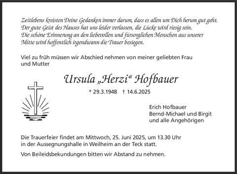 Trauer Ursula Hofbauer Trauer Ursula Hofbauer