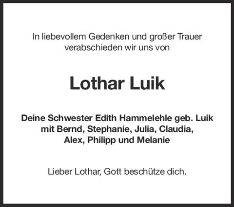 Nachruf Lothar Luik
