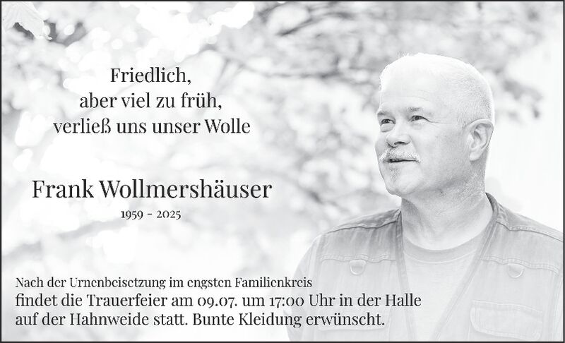 Trauer Frank Wollmershäuser Trauer Frank Wollmershäuser