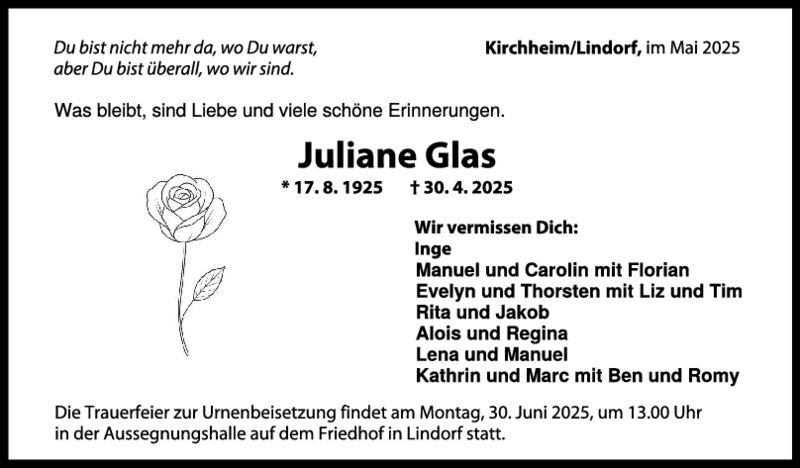 Trauer Juliane Glas Trauer Juliane Glas