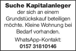 Suche Kapitalanleger