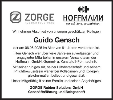 Nachruf Guido Gensch