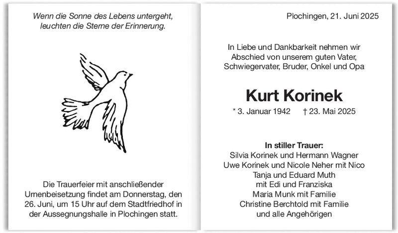 Trauer Kurt Korinek