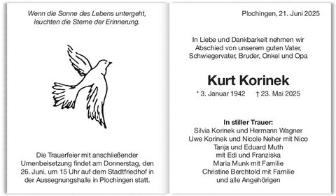 Trauer Kurt Korinek